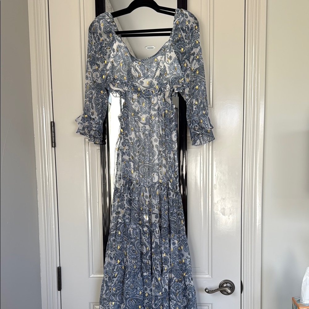 Elegant Blue Floral Dress